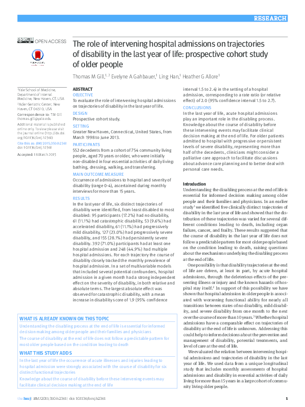 Trajectories of disability in the last year of life essays 03 image