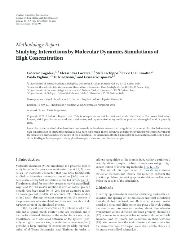 (PDF) Studying Interactions by Molecular Dynamics Simulations at High ...