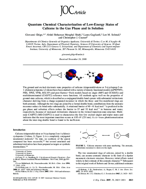 (PDF) Quantum Chemical Characterization of Low-Energy States of ...