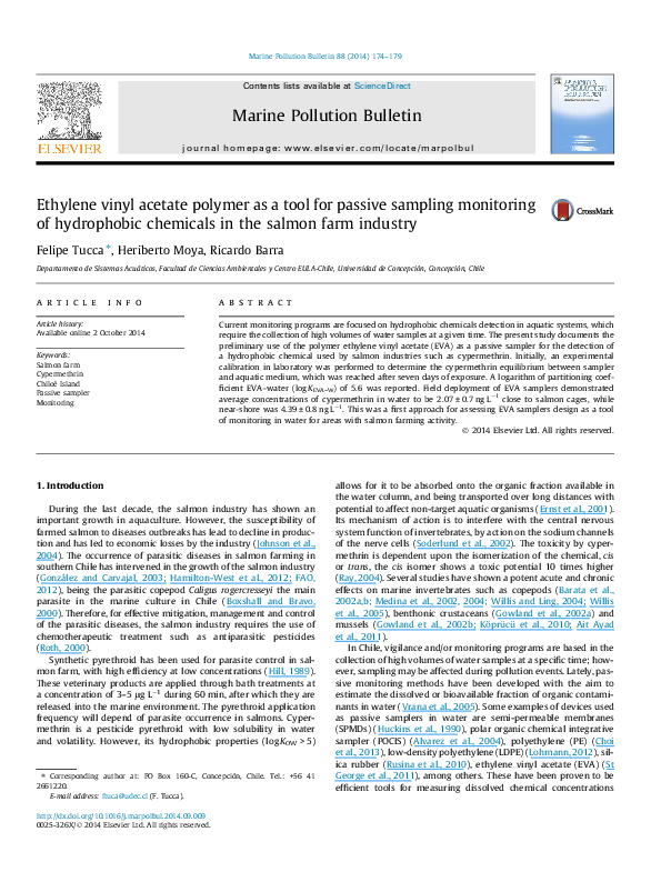 (PDF) Ethylene vinyl acetate polymer as a tool for passive sampling