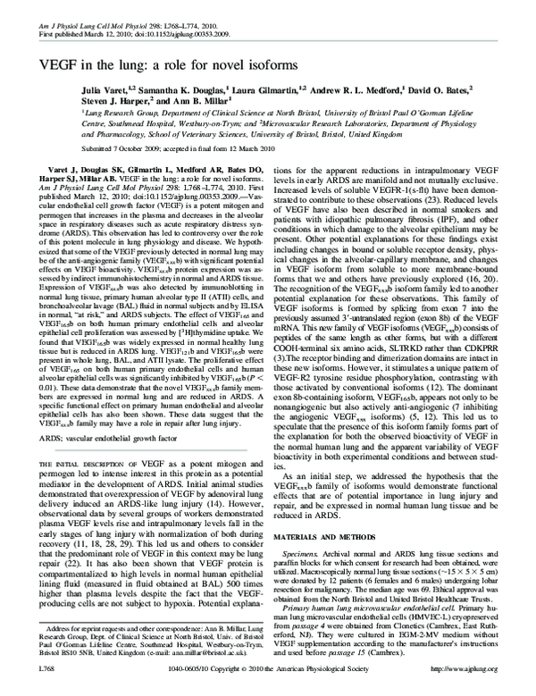 (PDF) VEGF in the lung: a role for novel isoforms