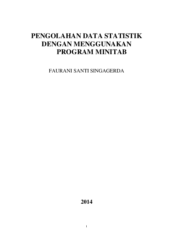 Pdf Pengolahan Data Statistik Dengan Menggunakan Program Minitab