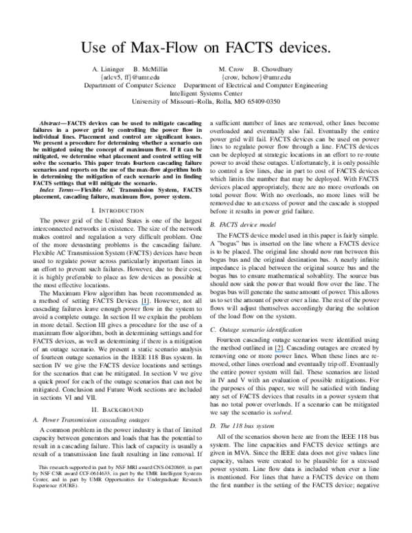 (PDF) Use of Max-Flow on FACTS devices