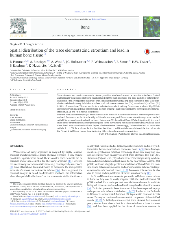 (PDF) Spatial distribution of the trace elements zinc, strontium and ...