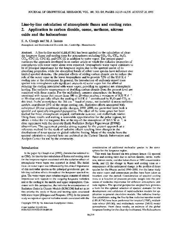 (PDF) Linebyline calculation of atmospheric fluxes and cooling rates