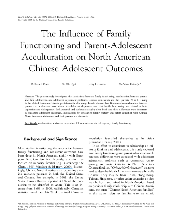 (PDF) The Influence of Family Functioning and Parent-Adolescent ...