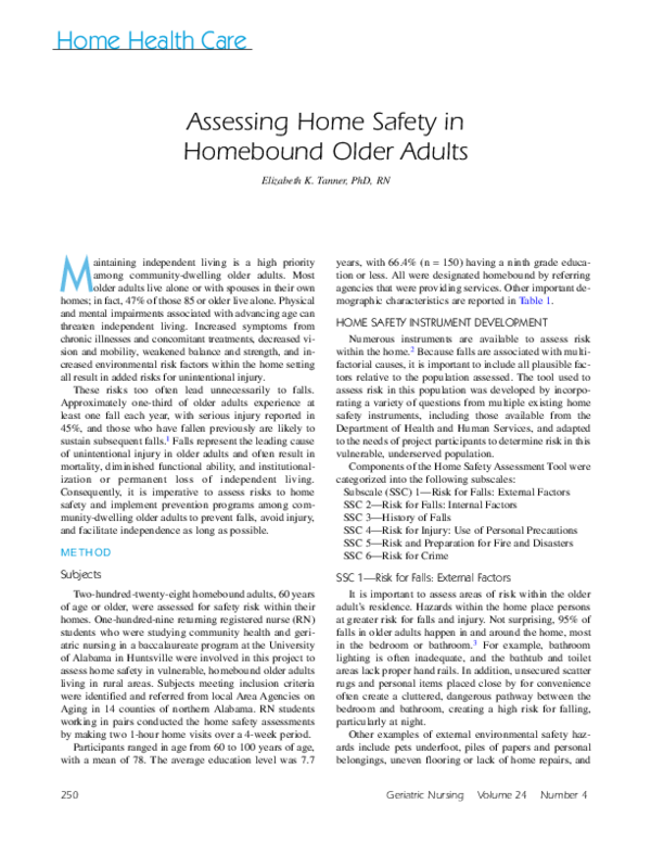 (PDF) Assessing home safety in homebound older adults