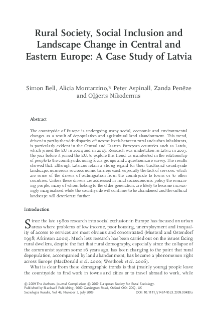 (PDF) Rural Society, Social Inclusion and Landscape Change in Central ...