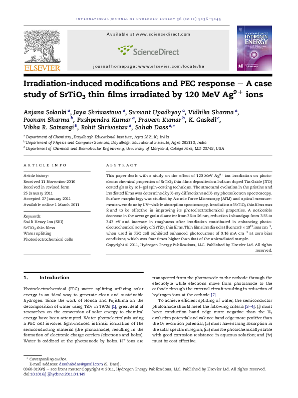 SrTiO3 thin films irradiated 