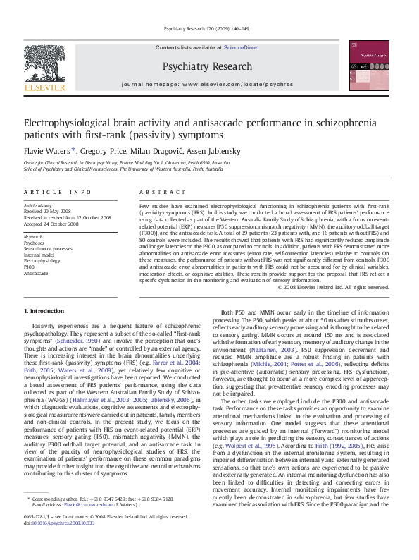 (PDF) Electrophysiological brain activity and antisaccade performance ...