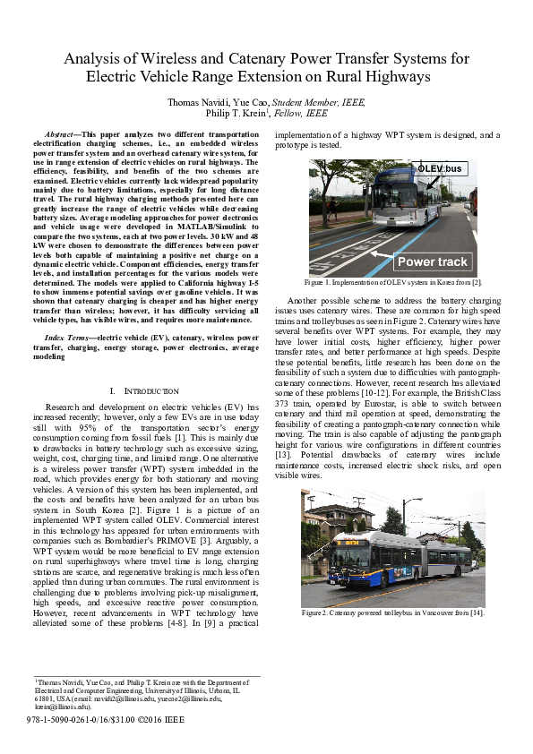 (PDF) Analysis of Wireless and Catenary Power Transfer Systems for ...