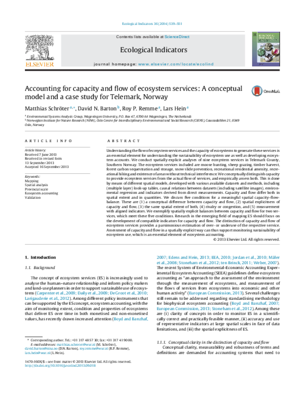 (PDF) Accounting for capacity and flow of ecosystem services: A ...