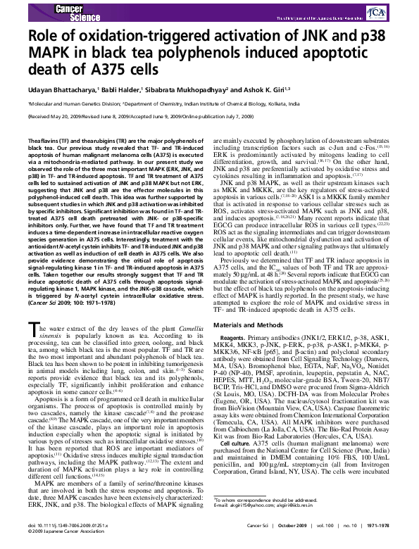 (PDF) Role of oxidation-triggered activation of JNK and p38 MAPK in ...