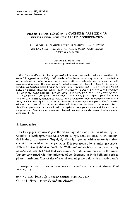 (PDF) Phase transitions in a confined lattice gas: Prewetting and ...
