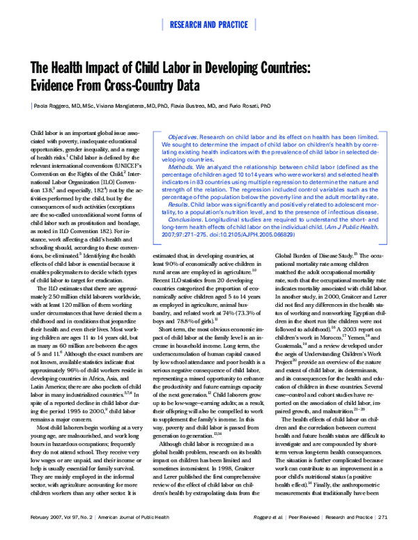 (PDF) The Health Impact of Child Labor in Developing Countries ...