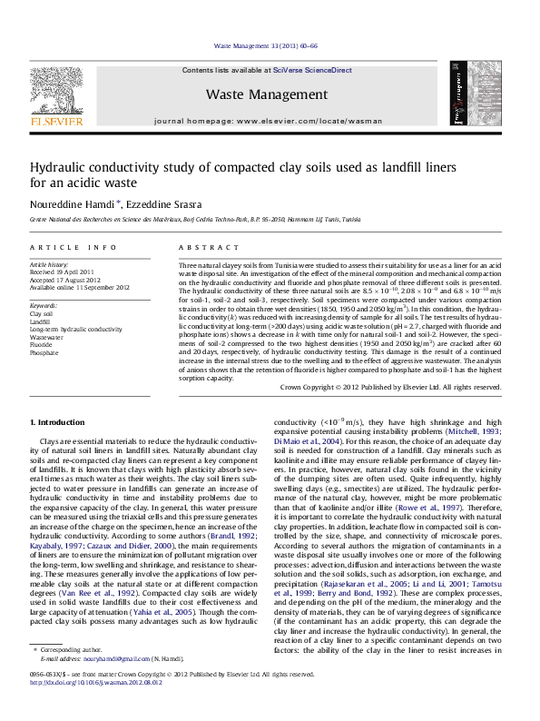 (PDF) Hydraulic conductivity study of compacted clay soils used as ...
