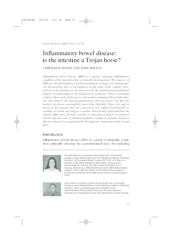 (PDF) Inflammatory bowel disease is the intestine a Trojan horse