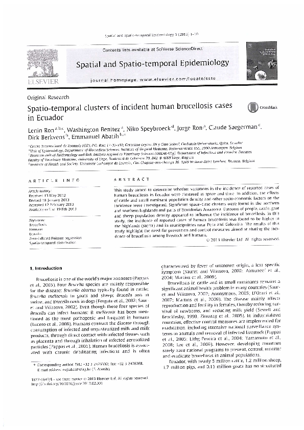 (PDF) Spatio-temporal clusters of incident human brucellosis cases in ...