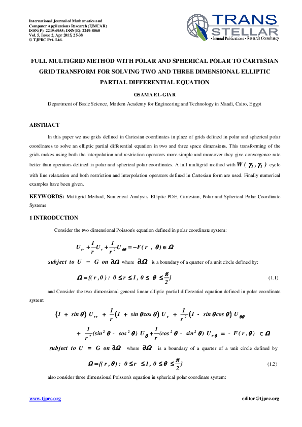 FULL MULTIGRID METHOD WITH POLAR AND SPHERICAL POLAR TO CARTESIAN GRID ...