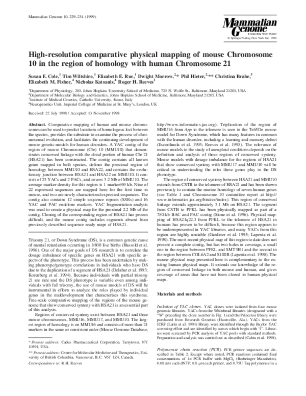 (PDF) High-resolution comparative physical mapping of mouse Chromosome ...