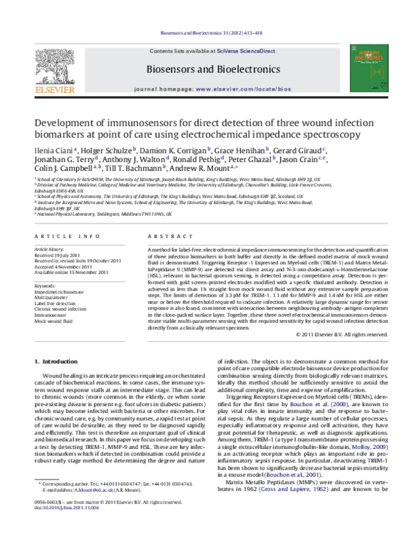 (PDF) Development of immunosensors for direct detection of three wound