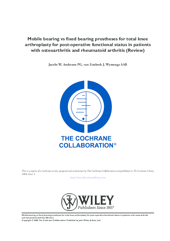 (PDF) Mobile bearing vs fixed bearing prostheses for total knee