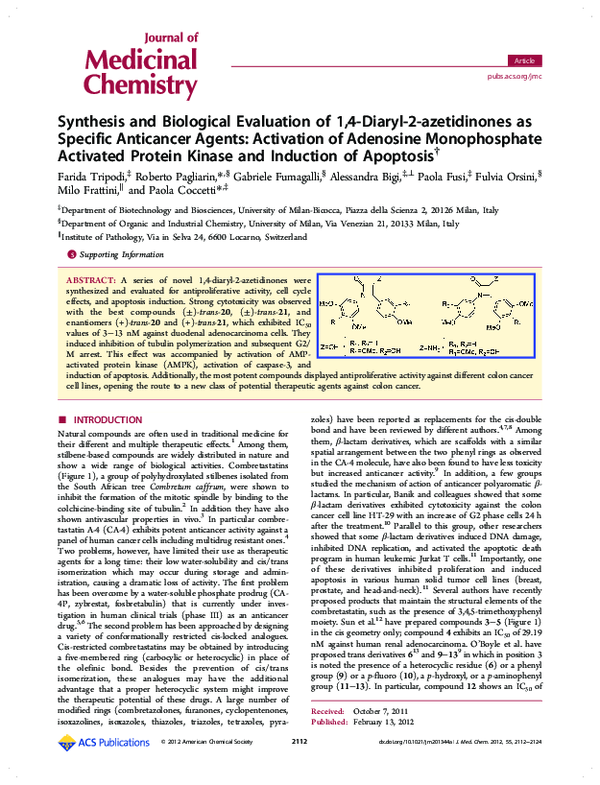 (PDF) Synthesis and Biological Evaluation of 1,4-Diaryl-2-azetidinones ...
