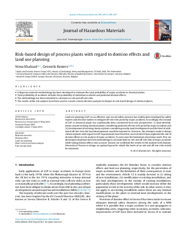 (PDF) Risk-based design of process plants with regard to domino effects ...