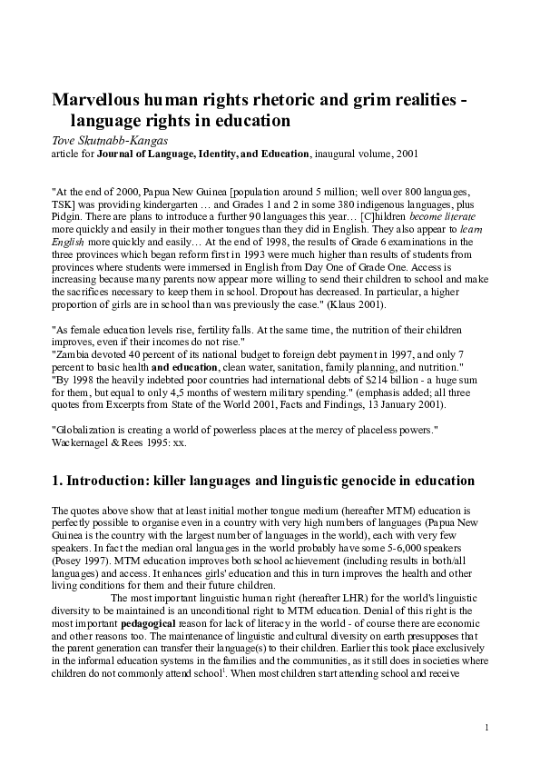 (DOC) Marvelous Human Rights Rhetoric and Grim Realities: Language ...