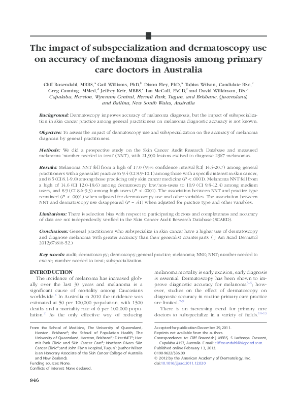 (PDF) The impact of subspecialization and dermatoscopy use on accuracy ...