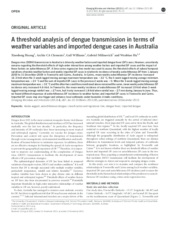 (PDF) A threshold analysis of dengue transmission in terms of weather ...