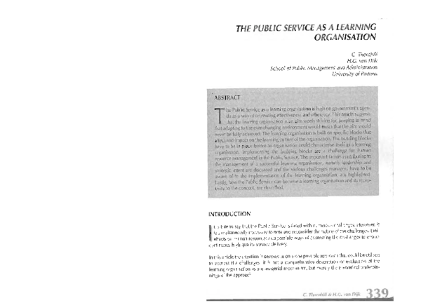 (PDF) Public Service as a learning organisation