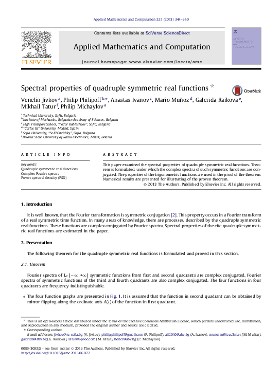 Pdf Spectral Properties Of Quadruple Symmetric Real Functions Mario Munoz Organero Academia Edu