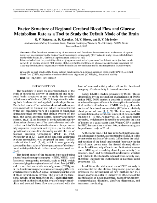 (PDF) Factor structure of regional cerebral blood flow and glucose ...