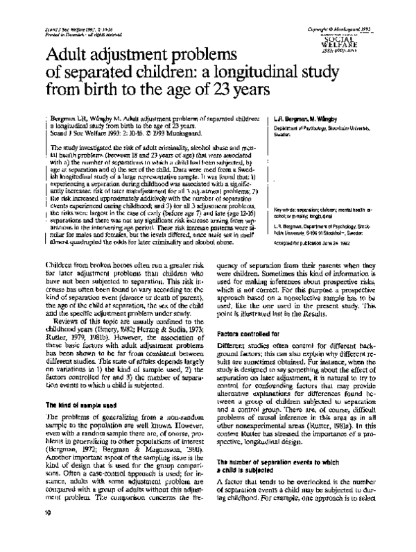 (PDF) Adult adjustment problems of separated children: a longitudinal ...