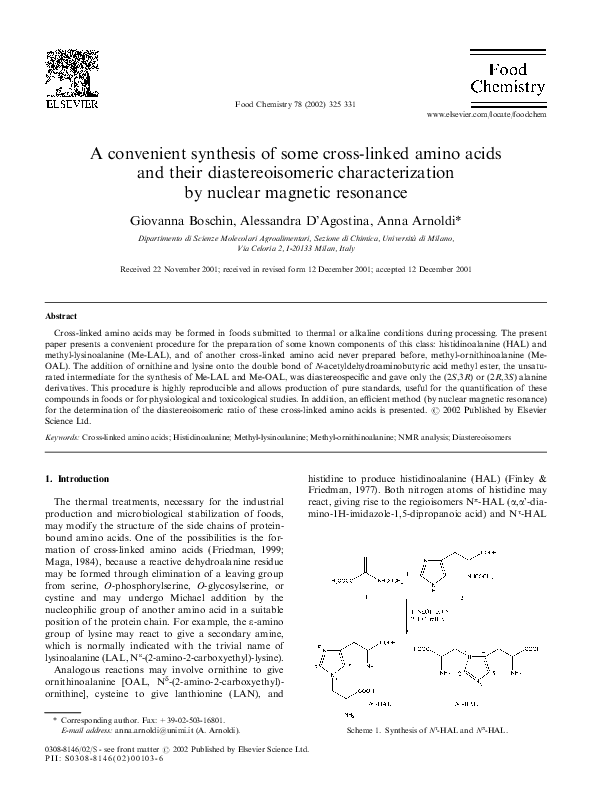 (PDF) A convenient synthesis of some cross-linked amino acids and their ...