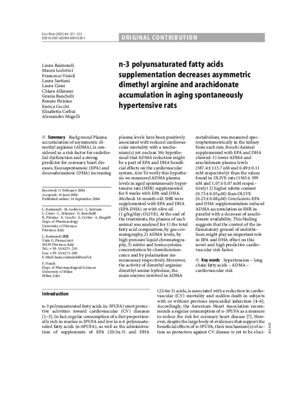 (PDF) n3 polyunsaturated fatty acids supplementation decreases asymmetric dimethyl arginine and