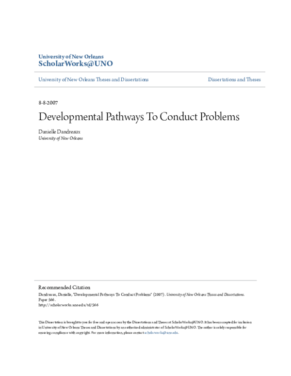 (PDF) Developmental Pathways To Conduct Problems