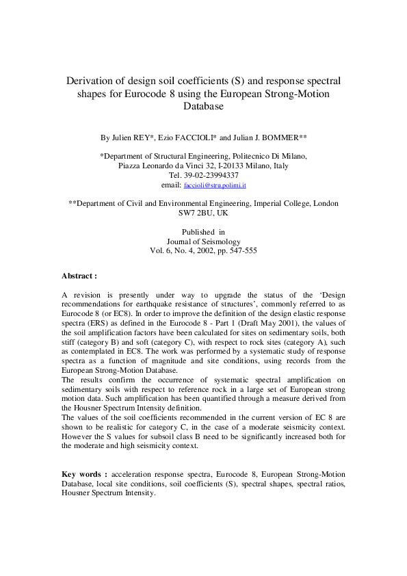(PDF) Derivation of design soil coefficients (S) and response spectral ...