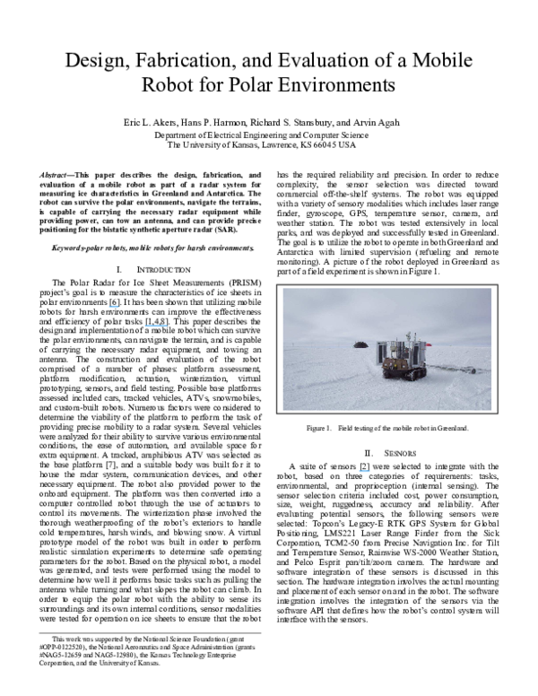 (PDF) Design, fabrication, and evaluation of a mobile robot for polar ...