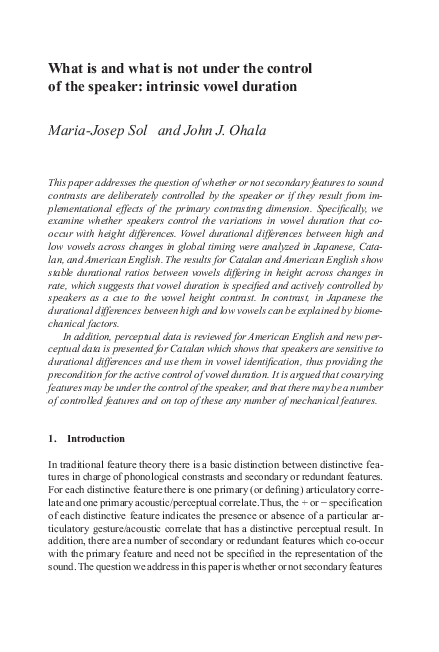 (PDF) What is and what is not under the control of the speaker