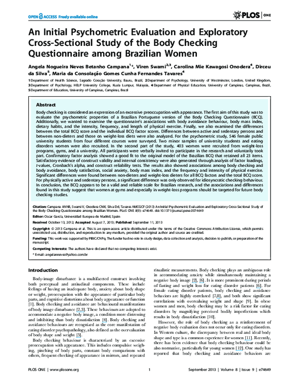 (PDF) An Initial Psychometric Evaluation and Exploratory Cross ...