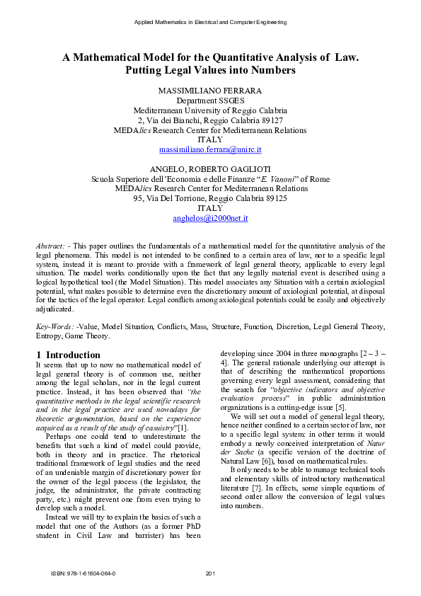 (PDF) A Mathematical Model for the Quantitative Analysis of Law ...