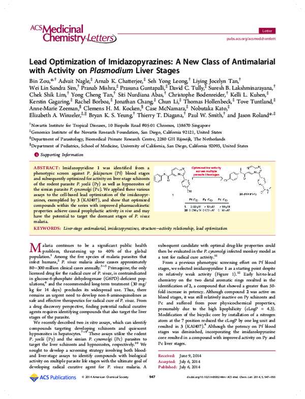 (PDF) Lead Optimization of Imidazopyrazines: A New Class of ...