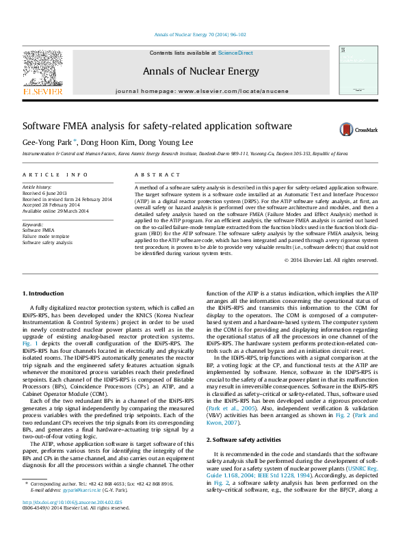 (PDF) Software FMEA analysis for safety-related application software