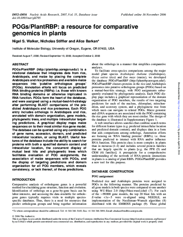 (PDF) POGs/PlantRBP: a resource for comparative genomics in plants