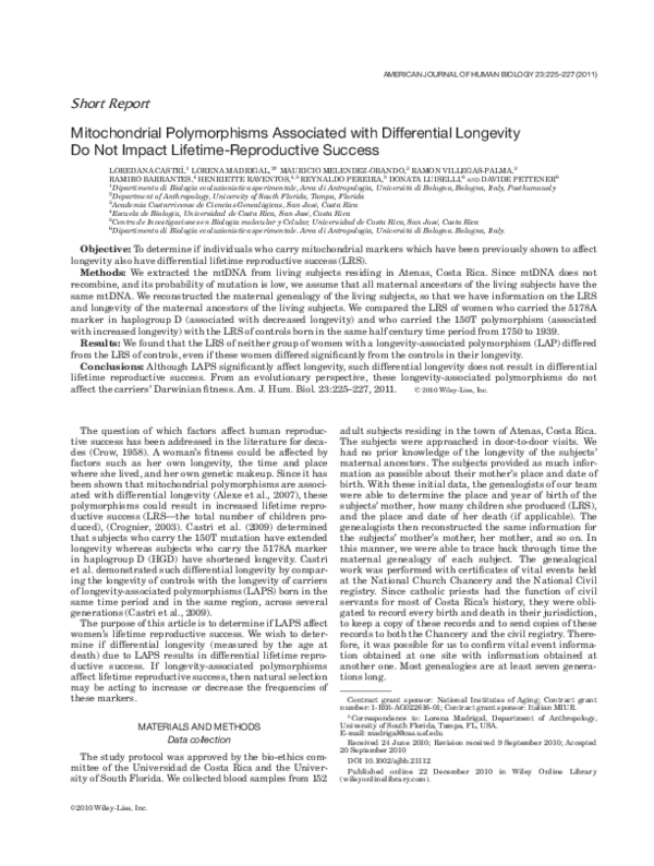 (PDF) Mitochondrial polymorphisms associated with differential ...
