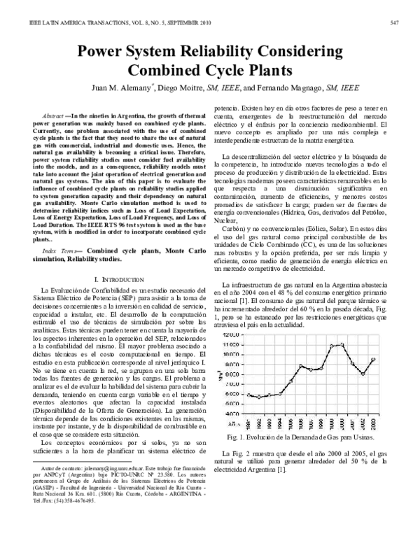 (PDF) Power System Reliability Considering Combined Cycle Plants F