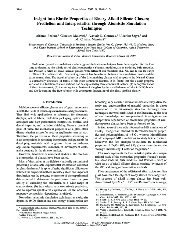 (PDF) Insight into Elastic Properties of Binary Alkali Silicate Glasses ...