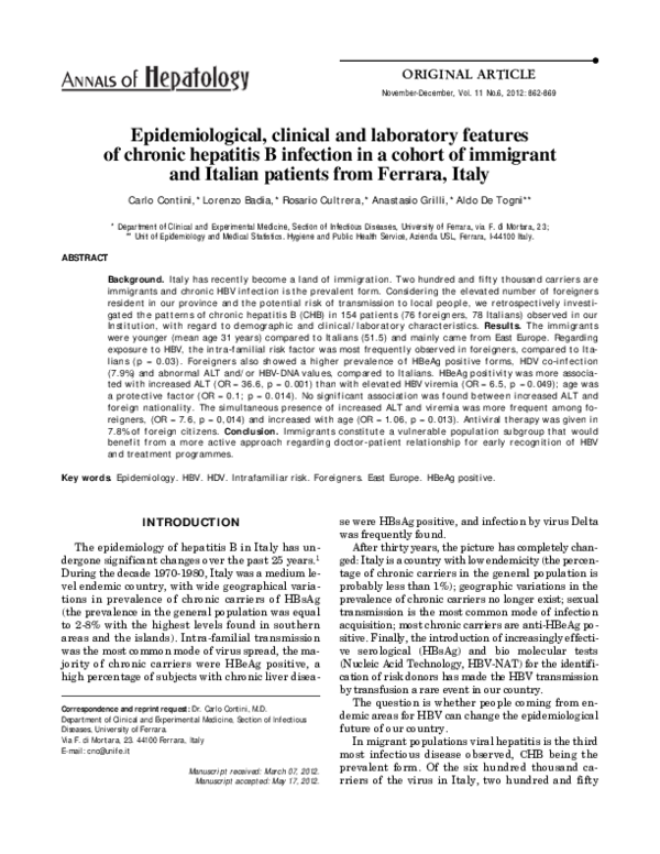 (PDF) Epidemiological, clinical and laboratory features of chronic ...